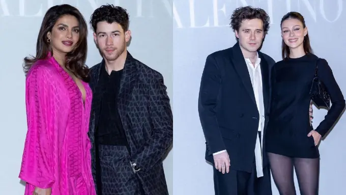 Adu Kompak Pasangan Nick Jonas-Priyanka Chopra dan Romeo Beckham-Nicole Peltz di Paris Fashion Week