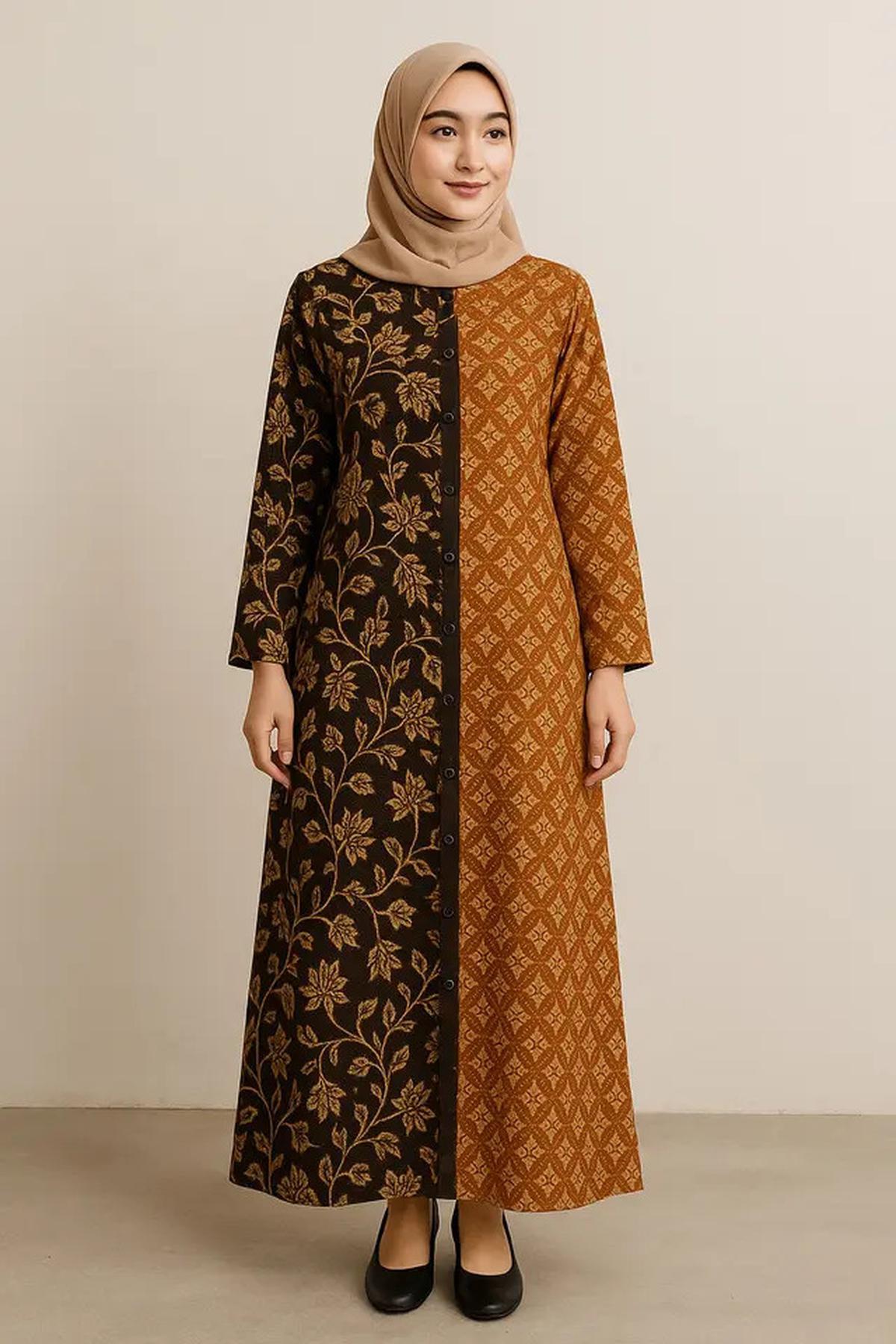 7 Model Gamis Batik Kombinasi Full Kancing Terpopuler 2025, Modis dan Kekinian