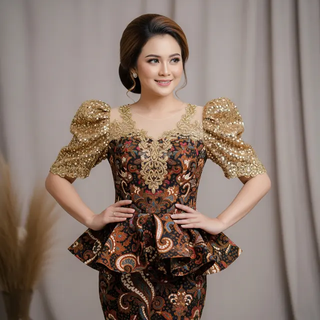 9 Baju Batik Wanita Lengan Puff Glamor, Tren Fashion Memukau
