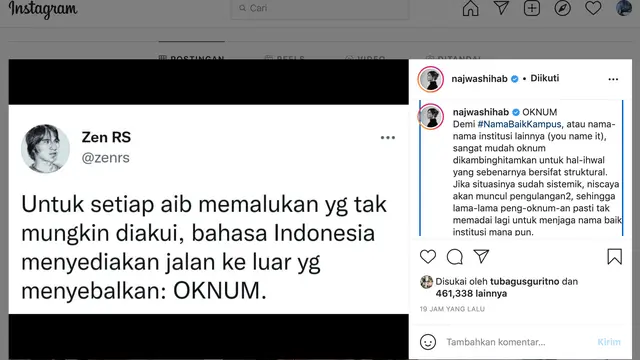 Unggahan Najwa Shihab. (Foto: Instagram @najwashihab)