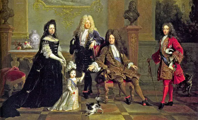 Keluarga Raja Louis XIV, Prancis. Dulunya, Hope Diamond pernah menjadi milik Raja Louis XIV. Namanya masih Blue French. (Sumber Wikimedia Commons)