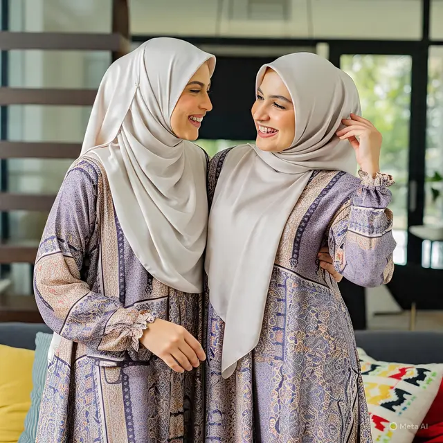 Ilustrasi Gamis Couple Sahabat (Created by AI)