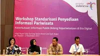 Workshop Standardisasi Penyediaan Informasi Pariwisata di Hotel Royal Tulip, Bogor, dibuka dengan gaya yang paten.
