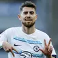 Gol semata wayang pada laga tersebut dicetak oleh Jorginho pada menit 45+9. Pemain asal Italia itu mencatatkan namanya di papan skor lewat eksekusi penalti. (AP/Jon Super)