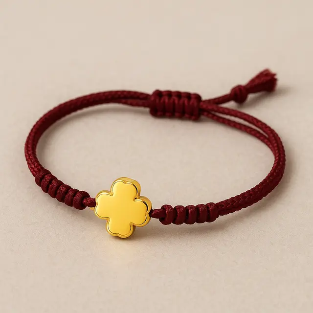 Model Gelang Tali Serut Kombinasi Emas Clover 3 Gram