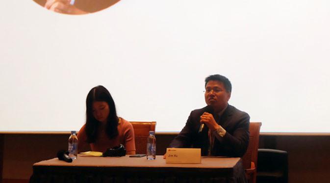 Jim Xu, selaku Vice President, Handset Business Huawei Consumer Business Group dalam acara APAC Media China Trip 2018. Liputan6.com/ Andina Librianty