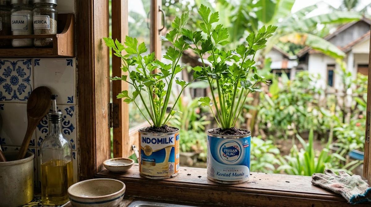 Cara Menanam Seledri di Kaleng Susu Bekas untuk Dapur Rumah, 6 Langkah Praktisnya
