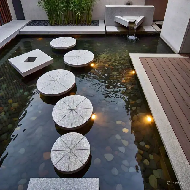 Model Kolam Ikan Minimalis Depan Rumah. Foto: Meta AI