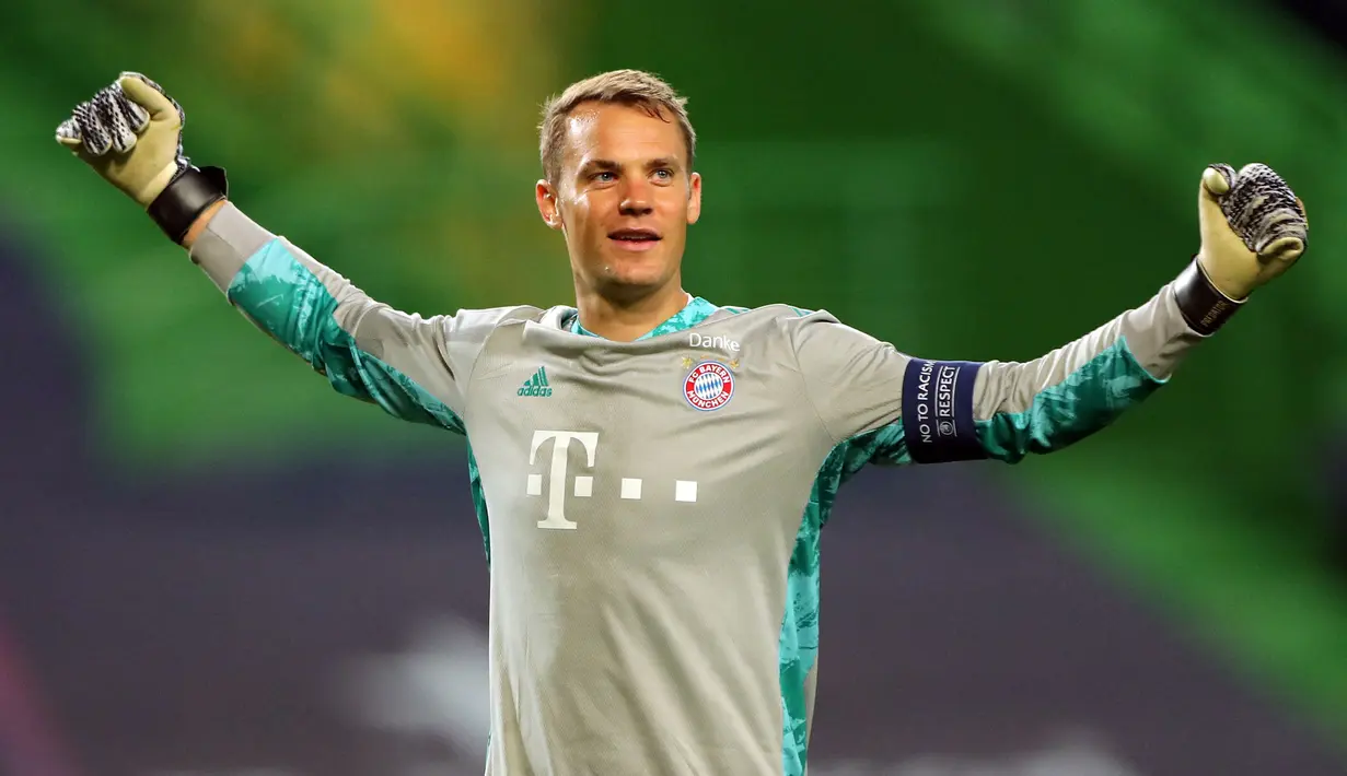 Manuel Neuer merupakan kiper andalan Bayern Munchen dan Timnas Jerman. Kesuksesannya berawal ketika dirinya dipercaya sebagai kiper utama FC Schalke asuhan Ralf Rangnick pada tahun 2005. Bakatnya terus berkembang hingga menjadi salah satu kiper terbaik di dunia. (AFP/Pool/Migue A. Lopes)