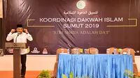 Doa restu diminta Edy dalam acara Koordinasi Dakwah Islam Sumut 2019 di Hotel Garuda Plaza, Jalan Sisingamangaraja, Nomor 18, Kota Medan