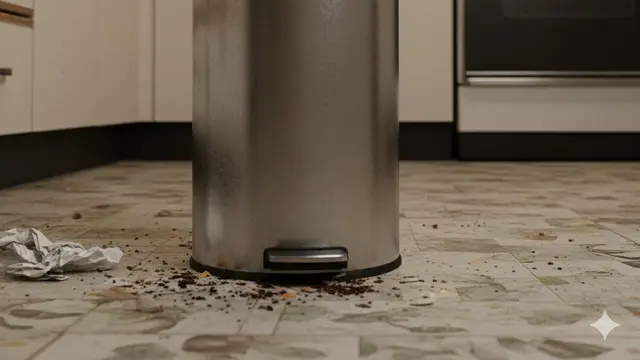 Tempat sampah logam di dapur (Gemini AI)