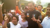 Agus Yudhoyono saat mengunjungi wilayah Cipete, Jakarta Selatan. (Liputan6.com/Muhammad Radityo Priyasmoro)