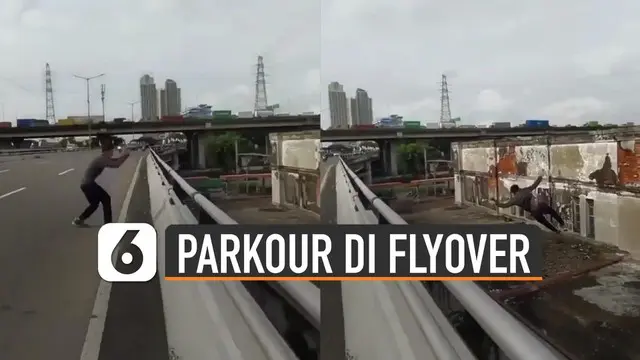 Video seorang pria lakukan atraksi parkour di Flyover Kemayoran, Jakarta Pusat viral di media sosial.