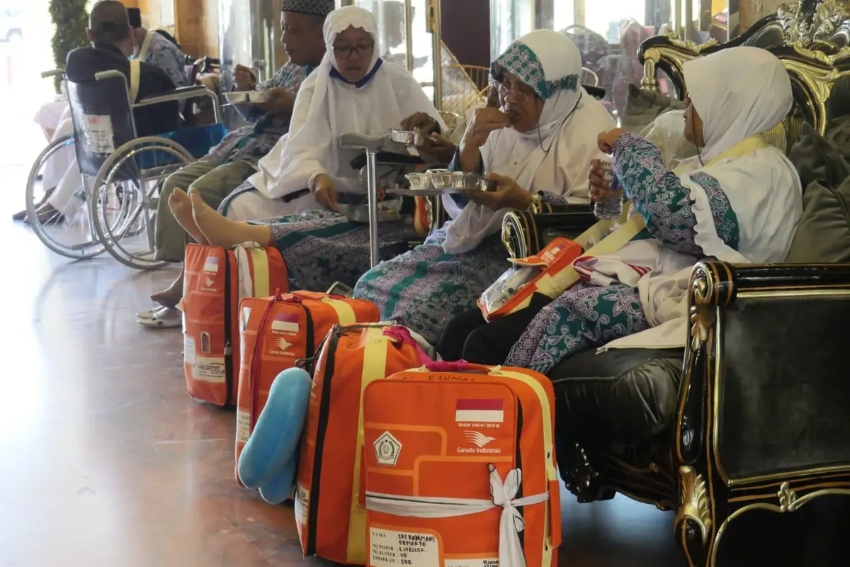 Jemaah haji Embarkasi Solo 9 di hotel transit. Darmawan/MCH