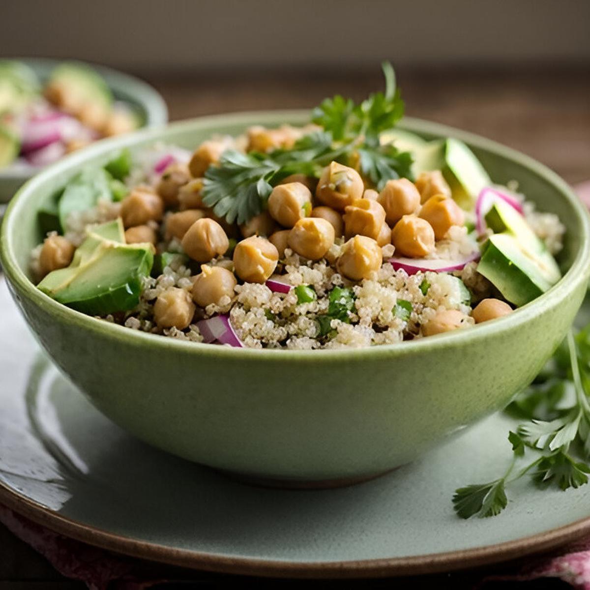 Salad quinoa dengan dressing hummus (Foto Dok: Freepik/dayalguru)