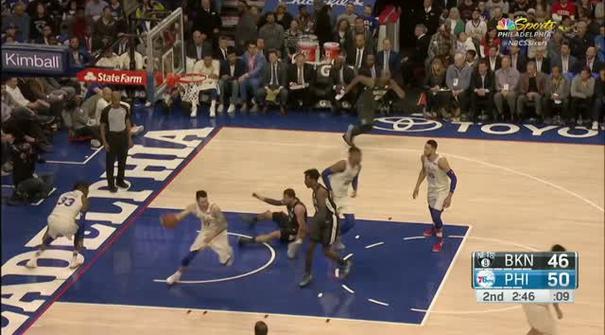 Berita video game recap NBA 2017-2018 antara Philadelphia 76ers melawan Brooklyn Nets dengan skor 121-95.