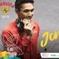 Garuda Kita Asian Games Jonatan Christie (Bola.com/Grafis: Adreanus Titus /Foto: Peksi Cahyo)