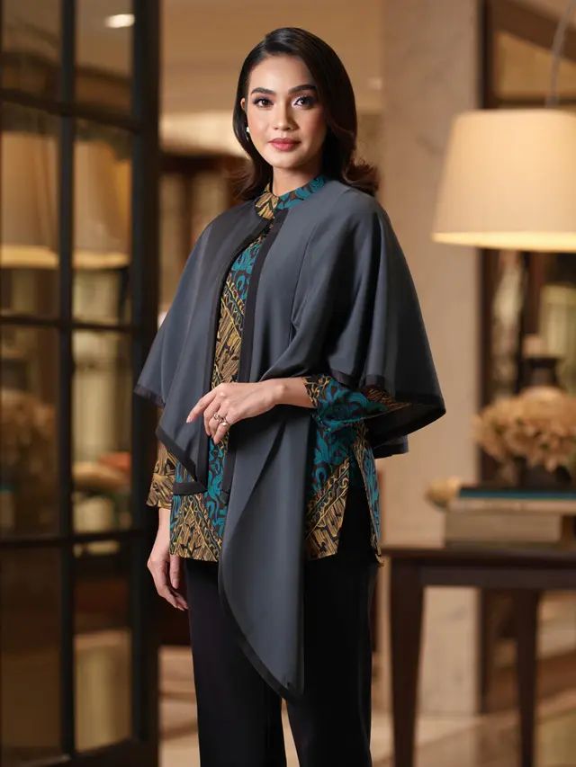 Model Tunik Batik Kombinasi Kain Polos untuk Usia 40-an