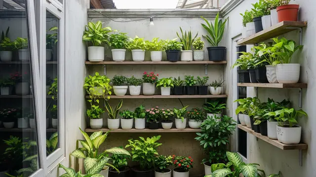 Kebun Vertikal Menggunakan Rak Dinding