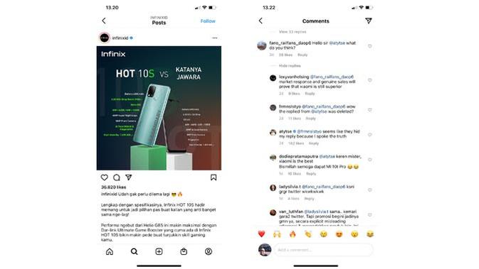 Bos Xiaomi Indonesia sentil kampanye hitam Infinix. (Doc: Instagram Infinix)