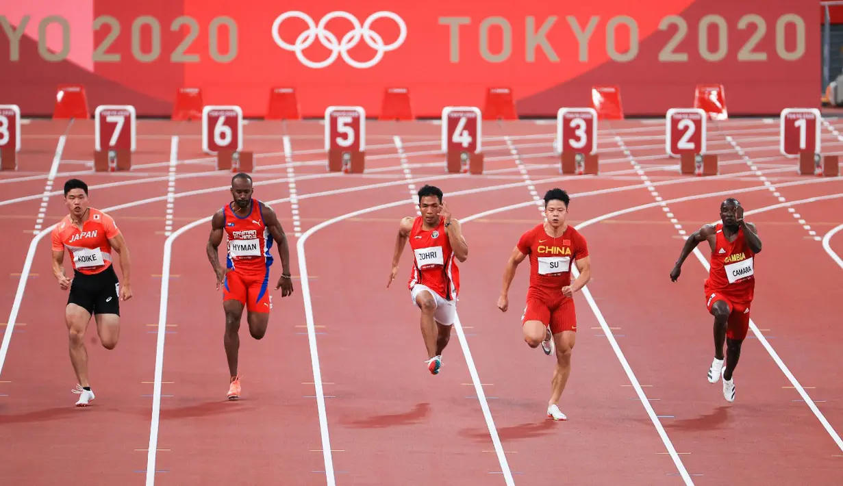 Dengan hasil tersebut, Zohri dipastikan gagal melangkah lebih jauh di Olimpiade Tokyo 2020. Karena, hanya tiga pelari teratas yang berhak lolos ke semifinal atletik 100 meter putra. (Dok NOC Indonesia)