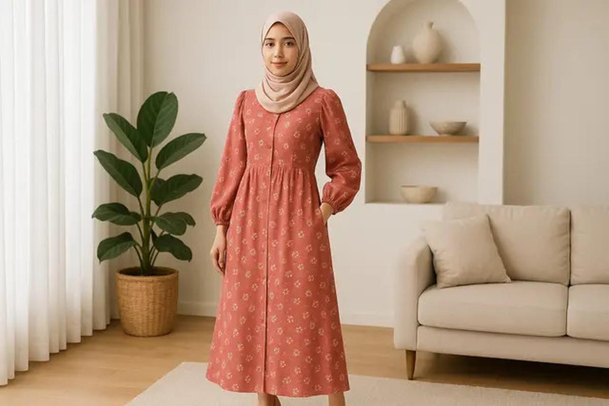 7 Model Gamis Motif Bunga yang Memikat Hati, Tampilan Gaya Feminin Tapi Stylish