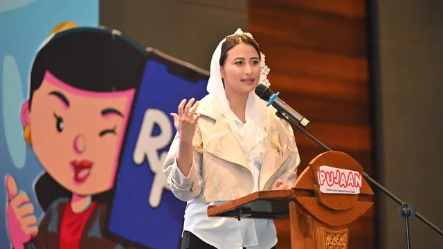 Wakil Menteri Perdagangan Dyah Roro Esti Widya Putri dalam acara Pujaan Volume 5 di Sopo Del Tower, Jakarta, Selasa (27/10/2026).