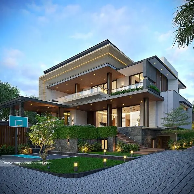 Desain Rumah 3 Lantai dengan Halaman