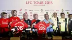 James Milner, Jordan Henderson, CEO klub Liverpool Ian Ayre dan Pelatih Brendan Rodgers (ki-ka) berpose sebelum menggelar jumpa pers di Kuala Lumpur, Malaysia, Rabu  (22/7/ 2015). Liverpool akan  melawan tim Malaysia XI. (REUTERS/Olivia Harris)