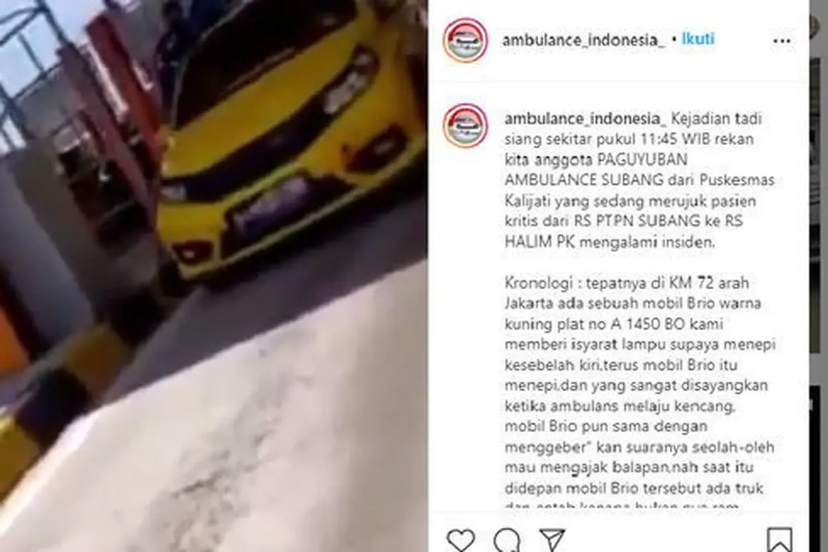Mobil Brio yang mengajak ambulans balapan