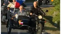 Hadir dalam acara klub sepeda motor, Presiden Rusia Vladimir Putin menarik perhatian dunia (@sputnik_news)