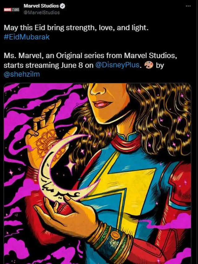 Ucapan selamat Ramadan dan Idulfitri 1443 H dari Marvel Studios. (Twitter/ MarvelStudios)