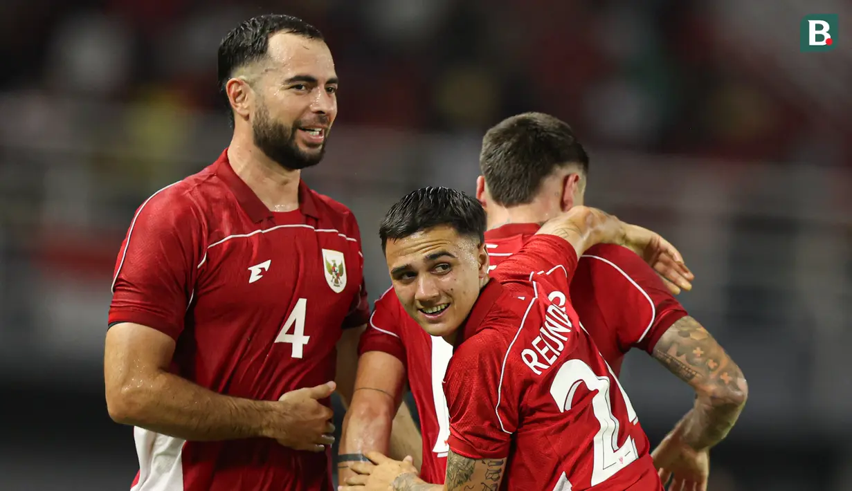 <p>Pemain Timnas Indonesia, Eliano Reijnders merayakan gol timnya dalam laga FIFA Matchday melawan Chinese Taipei di Stadion Gelora Bung Tomo (GBT), Surabaya, Jumat (06/07/2025). (Bola.com/Abdul Aziz)</p>