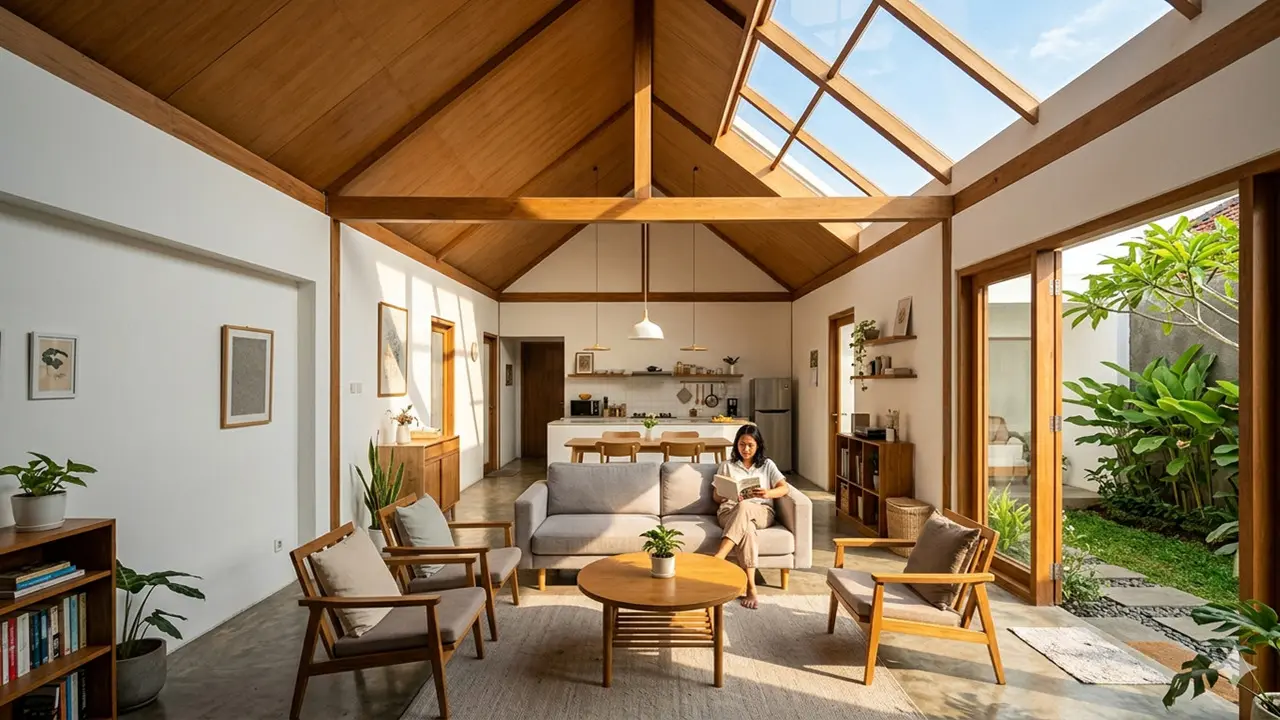 Rumah 1 Lantai Konsep Skylight