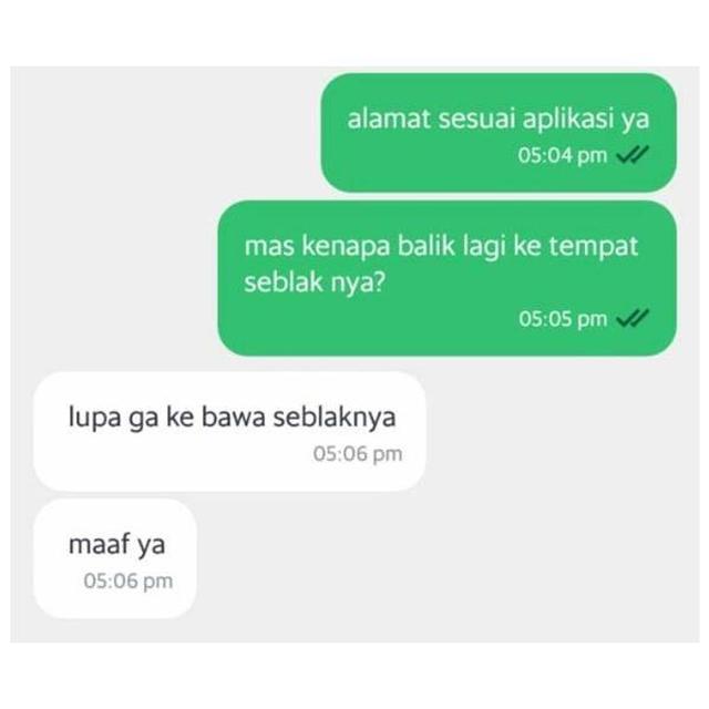 6 Chat Kocak Driver Ojol Lupa dengan Penumpang dan Orderan Ini Bikin Tepuk Jidat