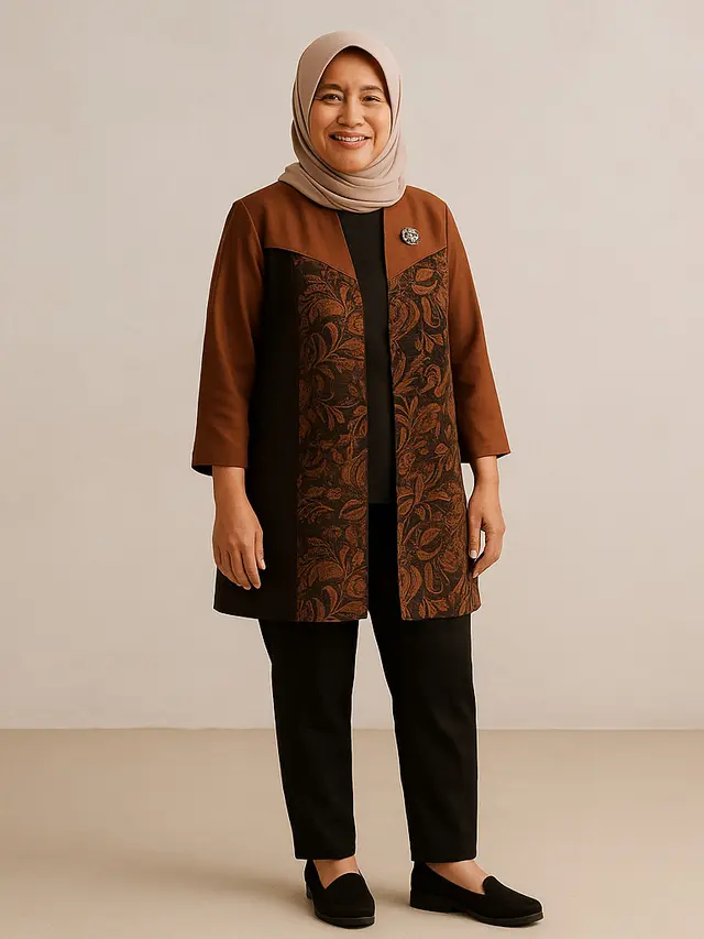 Model Outer Batik Apa yang Cocok untuk Ibu-ibu 50 Tahunan/Ilustrasi gambar AI