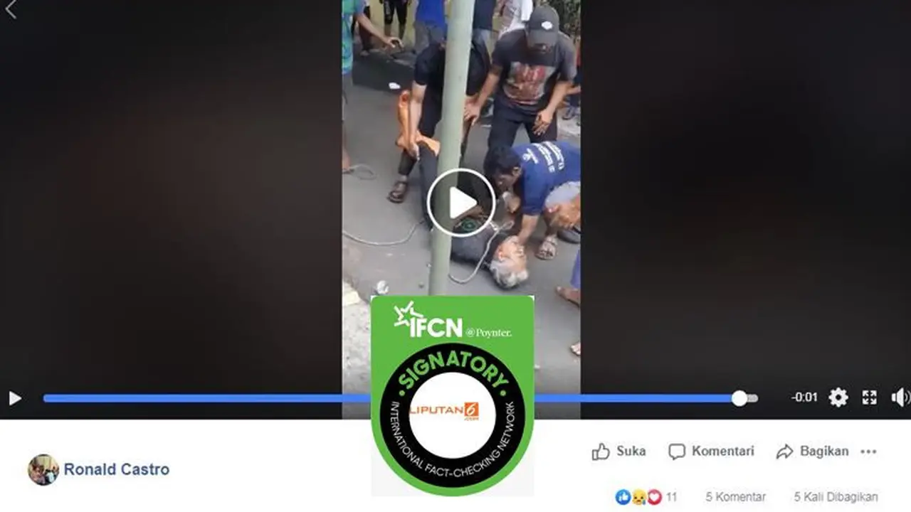 [Cek Fakta] Gambar Tangkapan Layar Video Tukang Jagal Ditendang Sapi