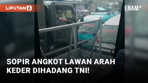 VIDEO: Dihadang Truk TNI, Sopir Angkot yang Lawan Arah Mundur Teratur