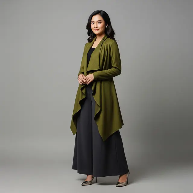 Model Outerwear Kardigan dengan Inner dan Celana Palazzo