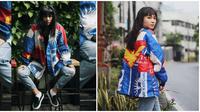 Busana hasil kreasi dari beberapa bendera partai hasil karya dari seniman Harits Alfadri Dewanto (Sumber: Instagram/tejyet)