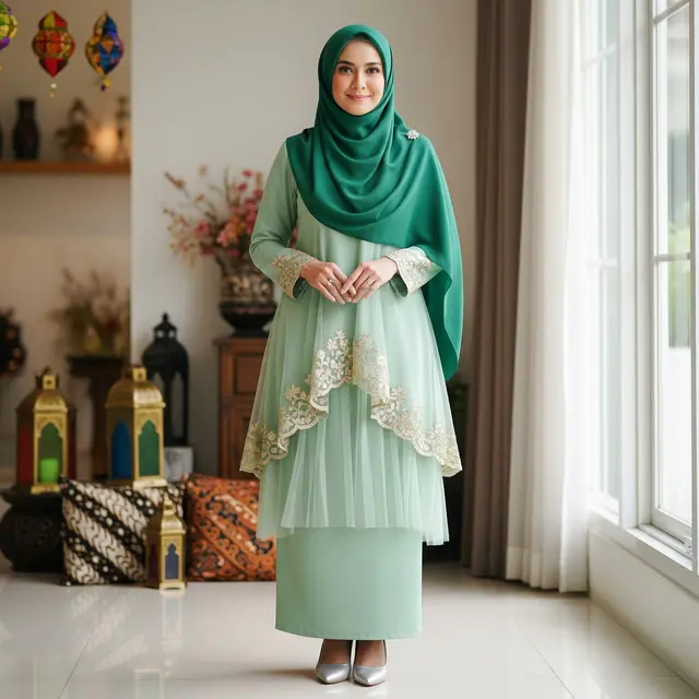 Model Gamis Potongan Dua Tingkat untuk Lebaran 2026