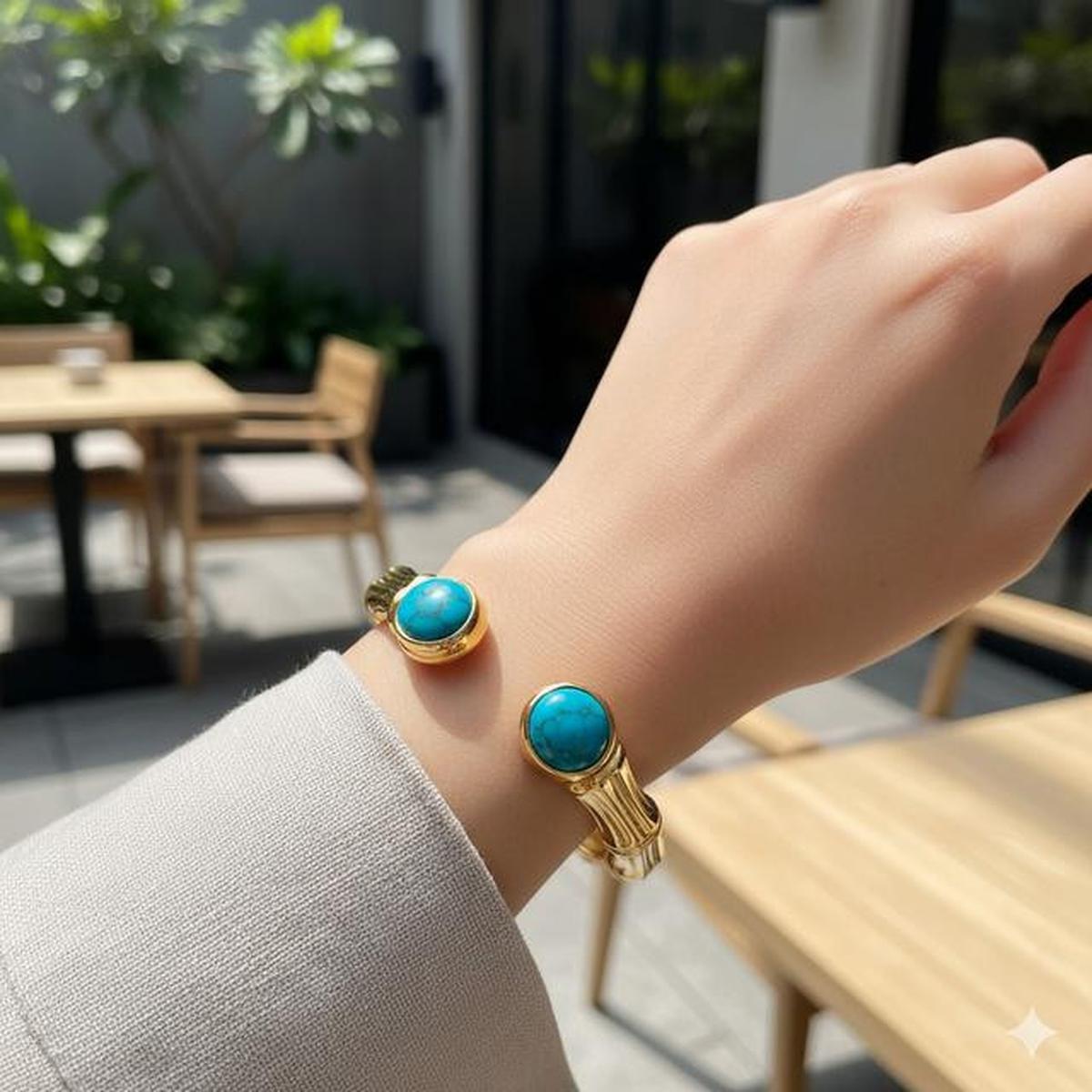 10 Model Gelang Emas Bambu Kombinasi Batu Alam, Perpaduan Etnik Modern Elegan