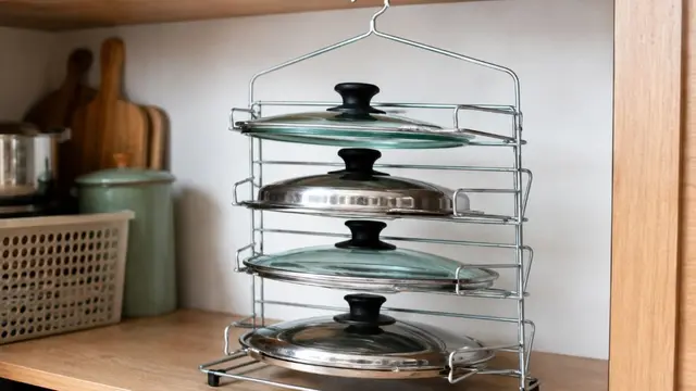 Inspirasi Organizer Tutup Panci dari Hanger Bekas (AI Generated)