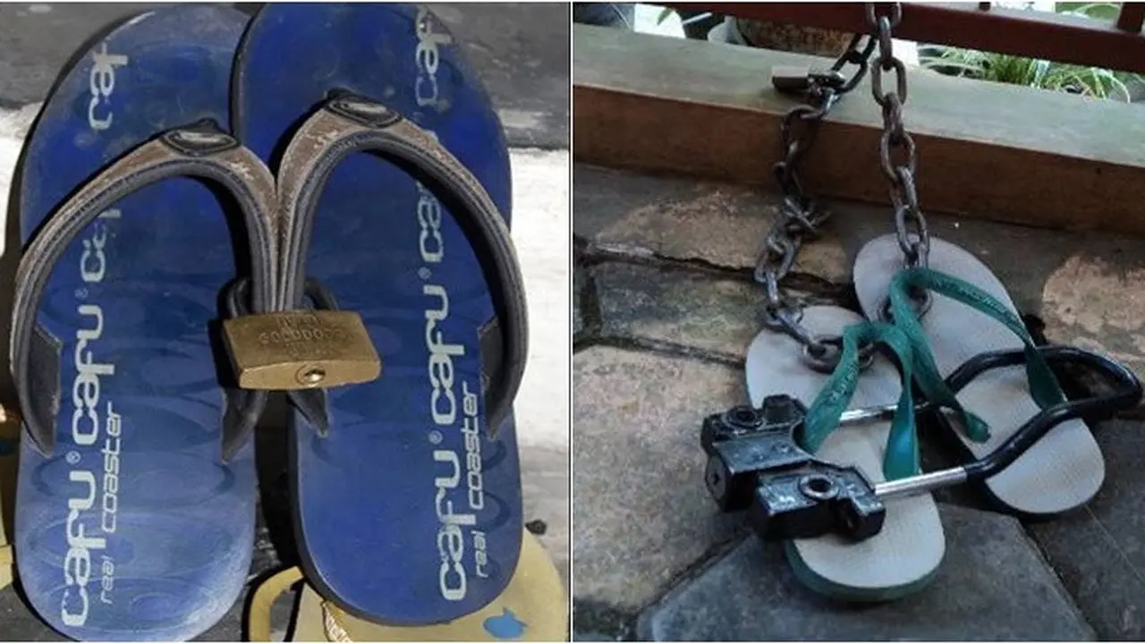 5 Potret Cara Orang Amankan Sandal Jepit Ini Bikin Geleng Kepala