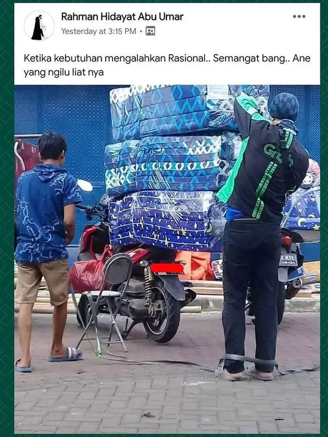 6 Potret Perjuangan Ojek Online Antar Barang Berukuran Super Besar, Bikin Elus Dada