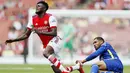 Thomas Partey - Gelandang jangkar ini dipastikan absen tiga pekan karena cedera pergelangan kaki. Thomas Partey merupakan pemain penting di sektor tengah Arsenal  untuk menjaga keseimbangan tim. (Foto: AFP/Adrian Dennis)