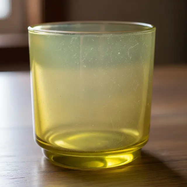 Gelas Kaca Tampak Kusam karena Noda Minuman (Gemini AI)