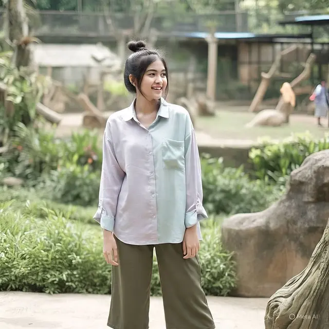 Outfit ke Kebun Binatang Kemeja Oversized dan Kulot untuk Tampilan Sophisticated