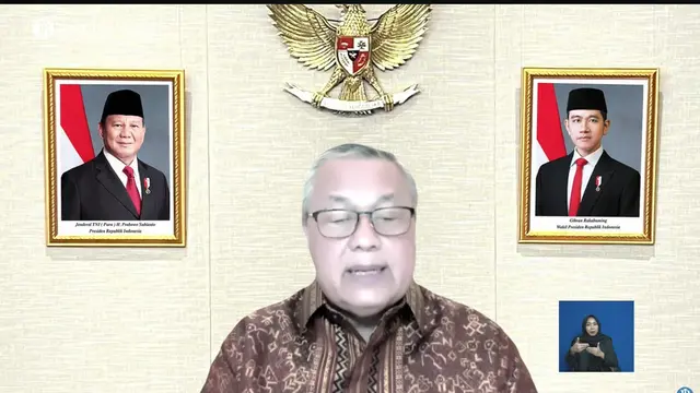 Gubernur Bank Indonesia Perry Warjiyo dalam konferensi pers RDG BI, Rabu (23/4/2025).