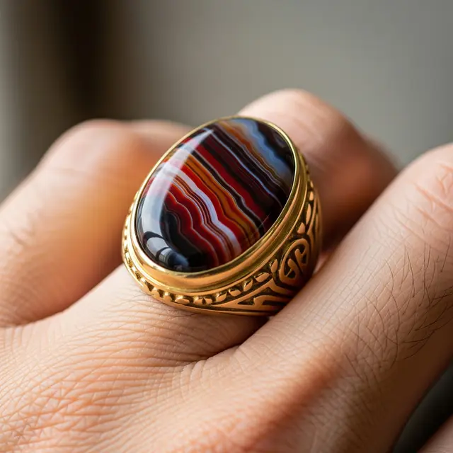 Cincin Emas dengan Batu Akik Sulaiman